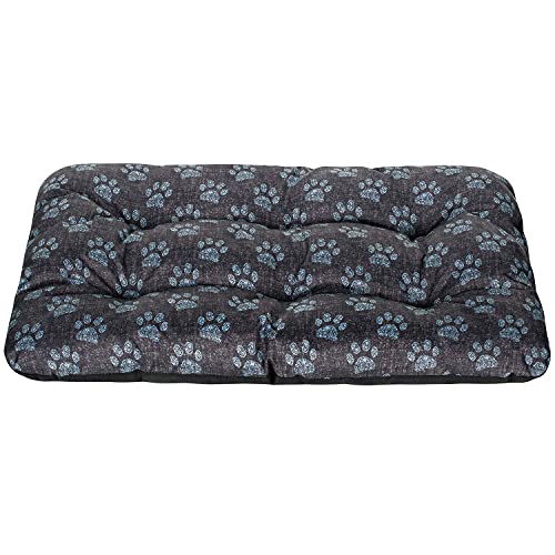 SuperKissen24. Hundebett Hundekissen Hundematratze Tierbett für Kleine, Mittlere und Grosse Hunde - Wasserdicht, Waschbar - Größe M - Schwarz und Grau - Pfoten aus flachs von SuperKissen24.