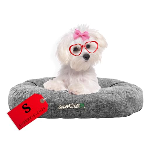 SuperKissen24. Hundebett für mittelgroße Hunde - wasserdichtes Katzenbett - Hundekörbchen aus kratzfestem Material - antiallergisch und rutschfest - Hundebett S 45 cm x 12 cm Grau von SuperKissen24.