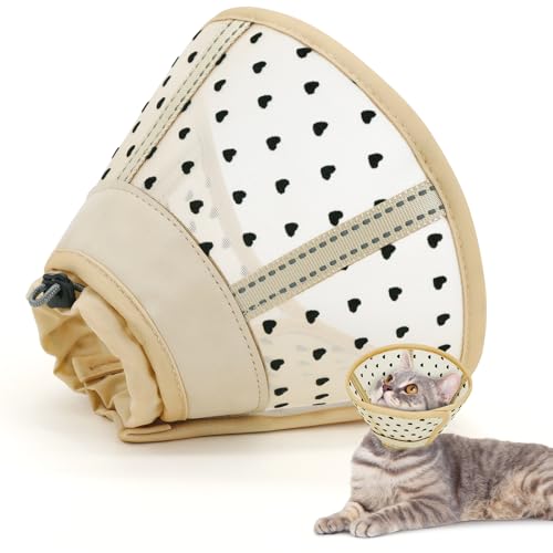 Supet Air-Mesh-Katzenhalsband, atmungsaktiv, weiche Katzen-Genesungskegel, um Lecken zu stoppen, verstellbarer Katzenhals-Kegel für kleine Kätzchen, leichter Katzenkegel, kratzfest, (L) von Supet