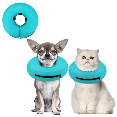 Supet Aufblasbares Hundekegelhalsband für kleine Hunde Welpen Katzen, weicher Kegel für Hunde Katzen, um das Lecken zu stoppen, E-Halsband Hundehals, Donut-Hundekegel-Alternative nach Operationen von Supet