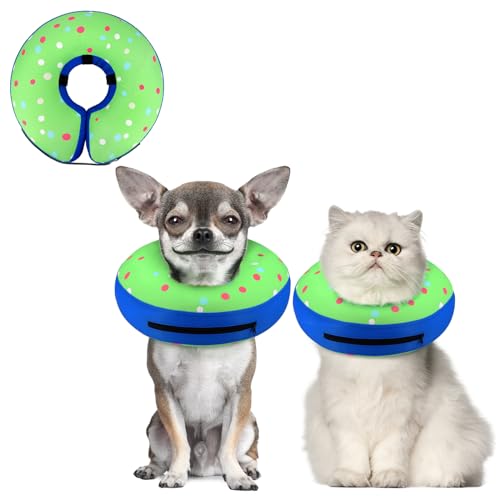 Supet Aufblasbares Hundekegelhalsband für kleine Hunde Welpen Katzen, weicher Kegel für Hunde Katzen, um das Lecken zu stoppen, E-Halsband Hundehals, Donut-Hundekegel-Alternative nach Operationen von Supet