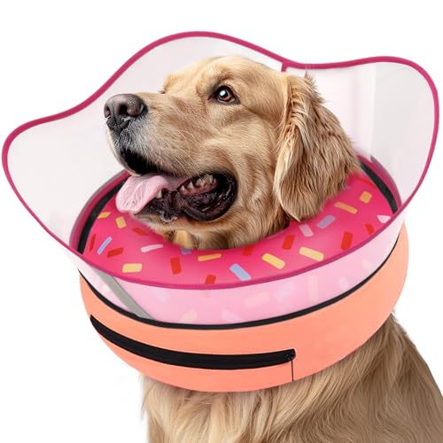 Supet Aufblasbares Hundekegelhalsband, Hundekegel, 17-Donutpink-XL von Supet