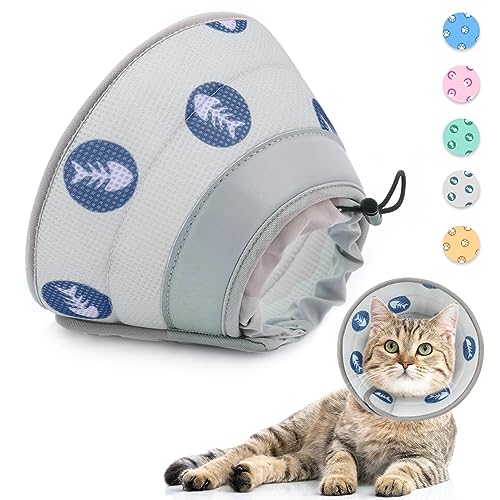 Supet Halskrause Katze,Einstellbarer Halskrause Katze Halsband,Wiederherstellung Halsband Weich Kragen Cone Nach Operation und Verletzungen für Welpen, Kleine Hunde und Katzen (Grau,L) von Supet