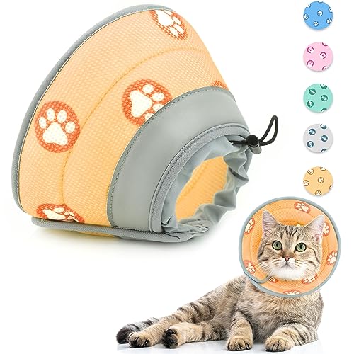 Supet Halskrause Katze,Einstellbarer Halskrause Katze Halsband,Wiederherstellung Halsband Weich Kragen Cone Nach Operation und Verletzungen für Welpen, Kleine Hunde und Katzen (Orange,L) von Supet