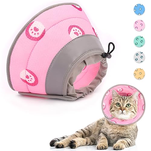 Supet Halskrause Katze,Einstellbarer Halskrause Katze Halsband,Wiederherstellung Halsband Weich Kragen Cone Nach Operation und Verletzungen für Welpen,Hunde und Katzen (Pink, M) von Supet