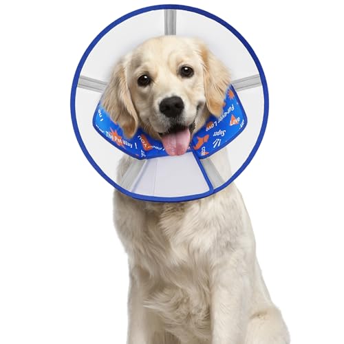 Supet Hundehalsband, verstellbares alternatives E-Halsband nach Operationen, elisabethanisches Halsband aus Kunststoff für große, mittelgroße und kleine Hunde, Halskegel zum Stoppen des Leckens, von Supet
