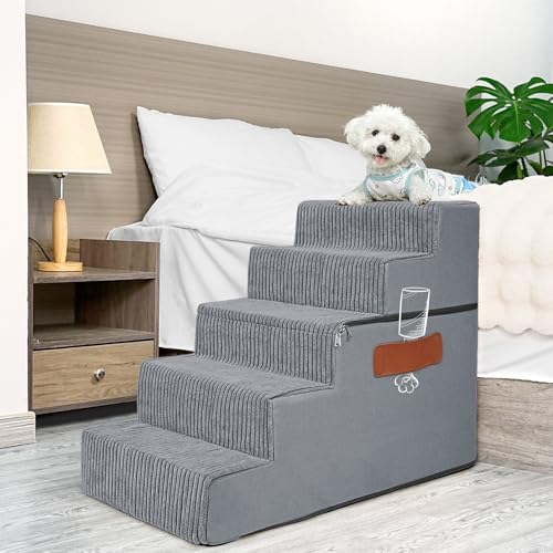 Supet Hundetreppe für kleine, mittelgroße Hunde zum Aufsteigen auf Bett, Hundetreppe für Hochbett, Couch, Auto, Haustiertreppe Stufen für Katzen, Hunde, Welpen von Supet