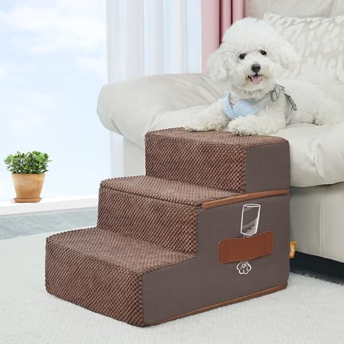 Supet Hundetreppe für kleine, mittelgroße und große Hunde zum Aufstehen im Bett, Hundetreppe für Hochbett, Couch, Auto, Haustiertreppe für Hunde, Welpen, Katzen von Supet