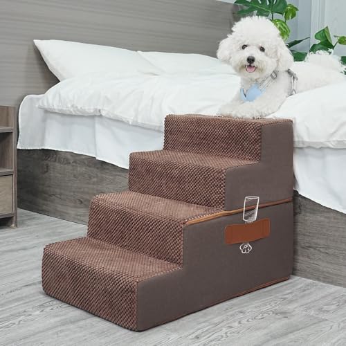 Supet Hundetreppe für kleine, mittelgroße und große Hunde zum Aufstehen im Bett, Hundetreppe für Hochbett, Couch, Auto, Haustiertreppe für Hunde, Welpen, Katzen von Supet