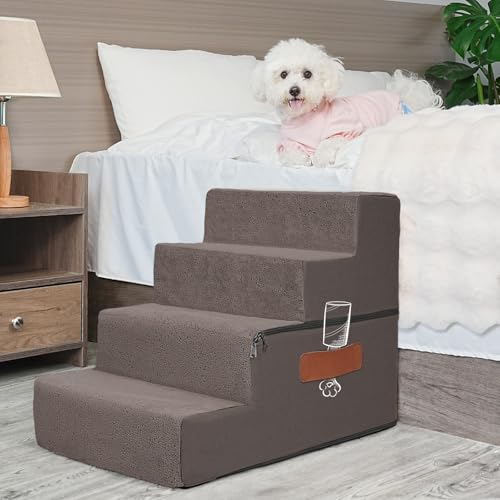 Supet Hundetreppe für kleine, mittelgroße und große Hunde zum Aufsteigen auf das Bett 071801 Treppe 10-braun-4 von Supet