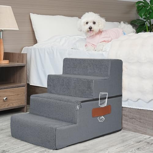 Supet Hundetreppe für kleine, mittelgroße und große Hunde zum Aufsteigen auf das Bett 071801 Treppe 10-grau-4 von Supet