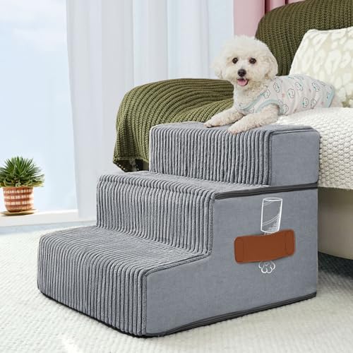 Supet Hundetreppe für kleine, mittelgroße und große Hunde zum Einsteigen auf das Bett, Hundetreppe für Hochbett, Couch, Auto, Haustiertreppe Stufen für Katzen, Hunde, Welpen von Supet