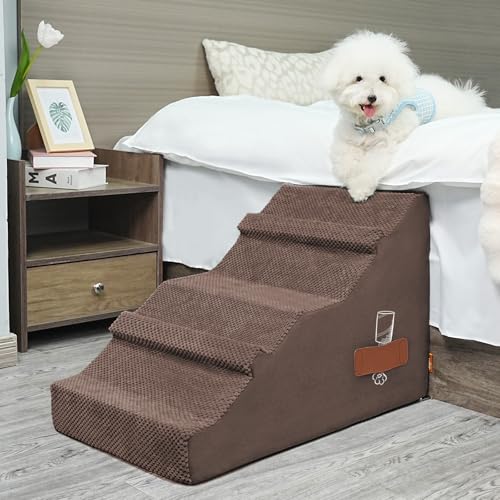 Supet Hundetreppe für kleine mittelgroße große Hunde zum Aufsteigen auf Bett Couch 080501 Treppe 11-Brown-3 von Supet