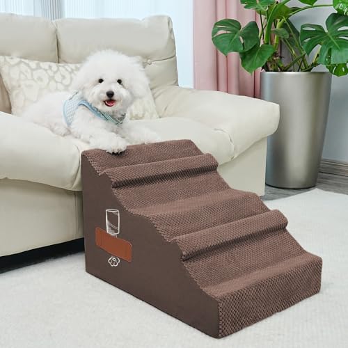 Supet Hundetreppe für kleine mittelgroße große Hunde zum Aufsteigen auf Bett Couch 080501 Treppe 11-Brown-4 von Supet