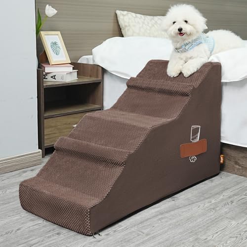 Supet Hundetreppe für kleine mittelgroße große Hunde zum Aufsteigen auf Bett Couch 080501 Treppe 11-Brown-5 von Supet