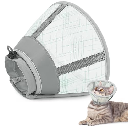 Supet Katzenkegelhalsband, weich, Air-Mesh-Katzen-Erholungskegel nach Operationen, um das Lecken zu stoppen, verstellbare atmungsaktive Katzenhals-Kegel-Alternative für kleine Kätzchen, leichter von Supet