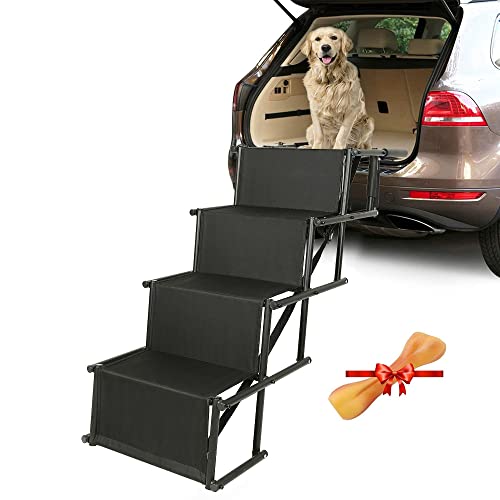 Hundetreppe - 4 Stufen Hundetreppe Auto Faltbare Hunderampe für Auto, Sofa oder Bett, rutschfest, Belastbar bis 75 kg von Supfine