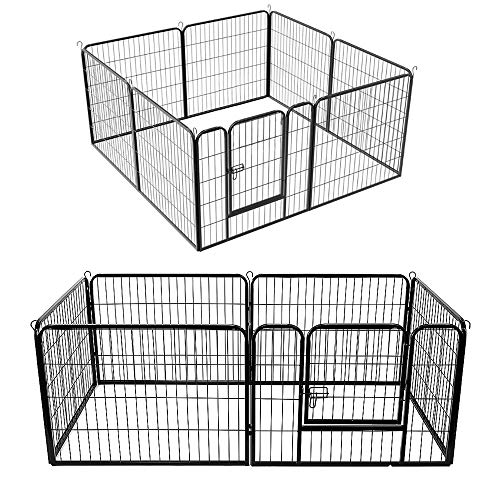 Laufstall für Welpen, zusammenklappbar, Metall, 6 / 8 Hühnerstall für Welpen und kleine Tiere, Höhe 60 cm, Freigehege innen und außen (8 Paneel, CP218145_01) von Supfine