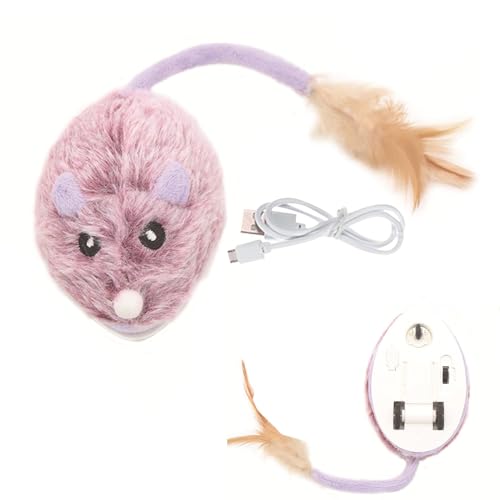 Suphyee Bewegliche Mäuse, Katzenspielzeug, Mäusespielzeug für Hauskatzen, Automatisch bewegliches Mäusespielzeug mit Federschwanz, USB wiederaufladbares Smart Sensing Moving Cat Toys, quietschendes von Suphyee