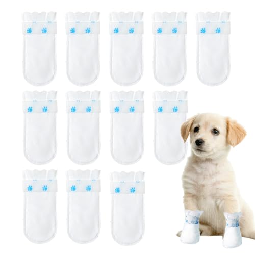 Suphyee Hundefußbandage, Pfotenschutz für Hunde | 12X Pet Foot Wanderschuhe - wasserdichte Ersatzbezüge für Hundeschuhe, Sockenschutz für Haustierfüße mit verstellbarem Klebeverband zum Schutz der von Suphyee