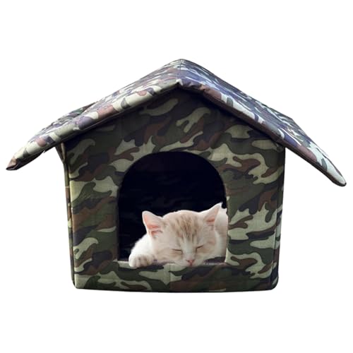 Suphyee Katzenhaus im Freien, Katzenunterschlupf im Freien, Warmes, kältebeständiges Bett für Welpen, Winter-Haustierzubehör, Katzen-Hundehöhle für streunende Katzen, Outdoor-Katzen, Wildkatzen von Suphyee