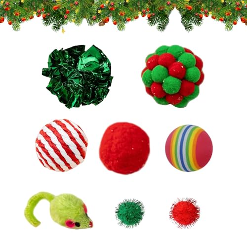 Suphyee Weihnachtsstrumpf Katzenspielzeug | Holiday Cat Teaser Variety Pack Spielzeug | Feiertags-Katzenspielzeug-Set mit verschiedenen Spielzeugen, verschiedenes Katzenspielzeug für die Feiertage zum von Suphyee