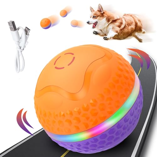 Supore Ball Interaktives Hundespielzeug Ball, Ø 85 mm Selbstrollender Ball Hund Groß, USB Wiederaufladbar, LED Leuchtend, Elektrisch Hundespielzeug Ball für Mittelgroße, Große Hunde von Supore