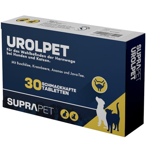 Suprapet Urolpet Hunde und Katzen Harnwegs-Wellness 30 Tabletten à 1000 mg - Natürliches Ergänzungsfutter bei Blasenentzündung, Prostata mit Lespedeza, Cranberry, Ananas, Java-Tee von Suprapet