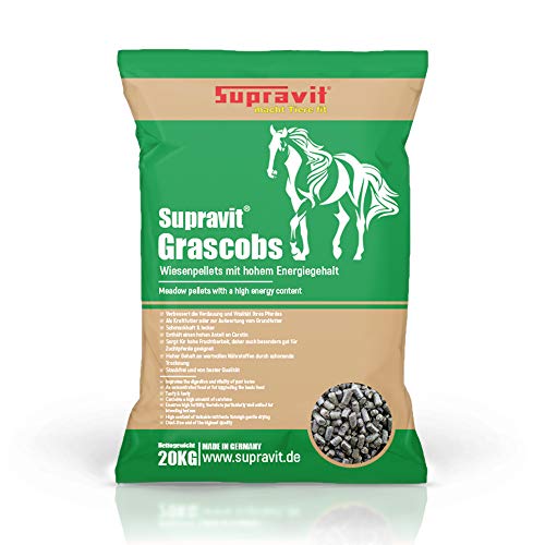 SUPRAVIT Grascobs Pferd 20kg | natürliche Graspellets als Heuersatz | Wiesencobs für Pferde mit hohem Energiegehalt | Pferdefutter Heucobs aus frischem Gras von Supravit