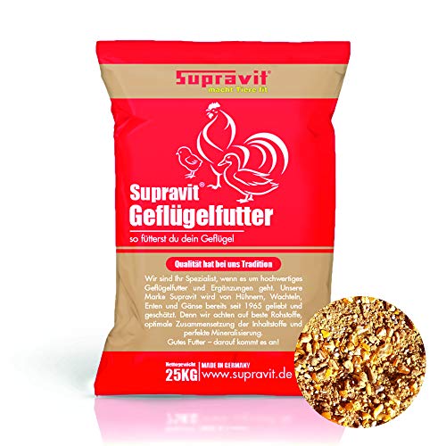 Supravit Legemehl für Hühner 25kg | GVO - Gentechnik frei | für stabile Eierschalen und hohe Legeleistung | hochwertiges mehrfach gereinigtes Legekorn für Legehennen von Supravit