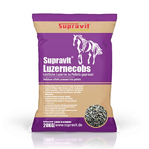 Supravit Luzernecobs 20kg - energiereiches Pferdefutter I Luzernepellets mit hohem Anteil an Carotin I liefert wichtige Mineralien für alle Pferde von Supravit