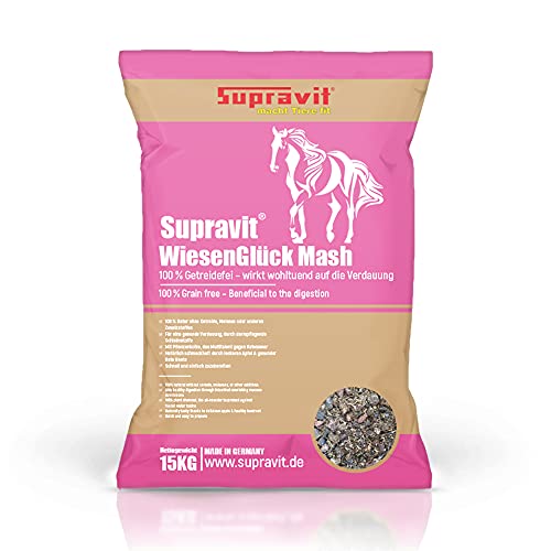 SUPRAVIT WIESENGLÜCK getreidefreies Mash Pferd 15kg | wirkt wohltuend auf Darmflora und Verdauung | gut verträglich mit Futterkohle gegen Kotwasser | 100% melassefreies Pferdefutter von Supravit