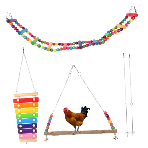 1 Satz Papageienfutter-Set großes Huhn Hühner-Xylophon Spielzeug zum Aufhängen Nymphensittich holzspielzeug holzspielsachen lustige Hühnerspielzeuge Papageienspielzeug Legierung Supvox von Supvox