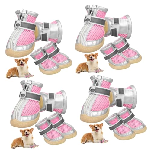 Supvox 16 STK Kleine Hundesandalen Welpenschuhe Hundebekleidung Outdoor-haustierschuhe Atmungsaktive Hundehose Mesh-hundesandalen Hundeschuhe Für Heiße Straßen Rosa Oxford-Boden von Supvox