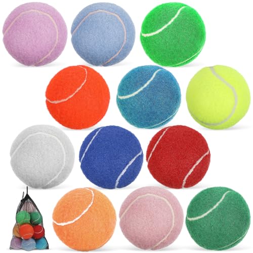 SUPVOX Quietschende Tennisbälle für Haustiere, Mini-Tennisbälle, Haustier-Spielbälle mit Netztasche zum Werfen und Apportieren, 12 Stück von Supvox