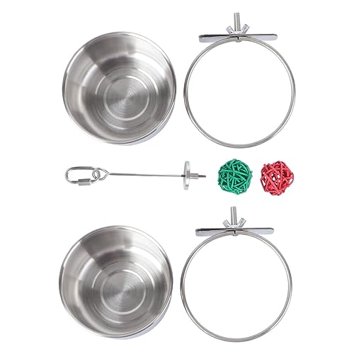 Supvox 1 Satz 5-teiliges Set Vogelkäfig-Utensilien edelstahlschüsseln Stainless Steel Bowl Zubehör für Vogelkäfige Haustiersachen Vogelspielzeug Spielzeuge Futterautomat für Haustiere von Supvox