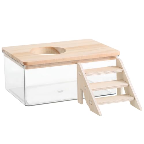 Supvox 1 Satz Hamsterbad Hamster-aktivitätsspielzeug Sandbad Für Hamster Hamster-Sand-badewanne Hamster Badesand Hamster Verstecken Hamster Unterschlupf Hamsterstaubbad Transparent Holz von Supvox