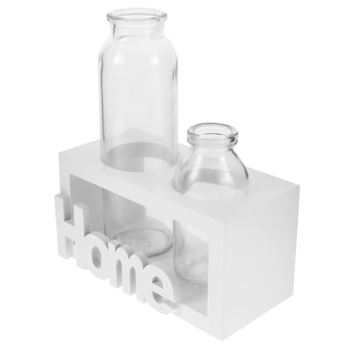 Supvox Glas-blumenvase Mit Holzsockel Hydrokultur-pflanzvase Für Tafelaufsätze Moderne Wohndekoration von Supvox