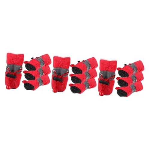 Supvox 12 STK rutschfeste Schuhe für Haustiere Winterschuhe für Hunde pet Supplies Pfote Hundeschuhe für draußen Welpenschuhe Kordelzug Regenstiefel Schutz für Hunde Haustierschuhe Stoff von Supvox