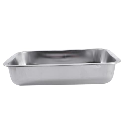 Supvox Hundekäfig Bettpfanne Edelstahl Haustier Töpfchen Einfach Zu Silber 32x22x3 Zoll von Supvox