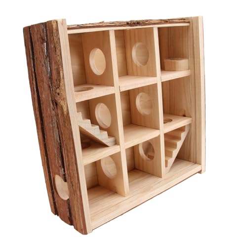 Supvox Hamster Übung Spielzeug Holz Haustier Spielset Mini Design Sicher Massivholz Dach Für Klettern von Supvox