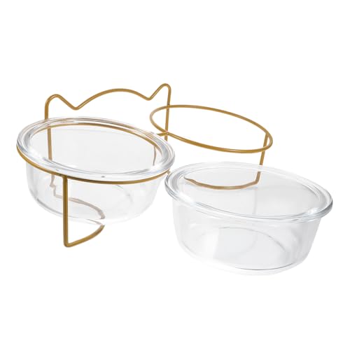 Supvox 1Stk Katzennapf Glas tilty Bowl pet Supplies wasserschüssel lebensmittelbehälter Haustier Katzennäpfe pet hohe schüssel Katze Glasschale hohe Füße Glaskugel Halterung Eisen von Supvox