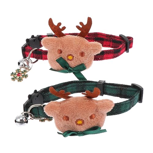 Supvox 2 STK Halsband Kätzchen Weihnachten Katze Weihnachtsfliege Weihnachtshundekostüm Türdekoration Welpe Kleine Hundehalsbänder Hundebogen Weihnachtskatzenkostüme Baumwolle Rot von Supvox