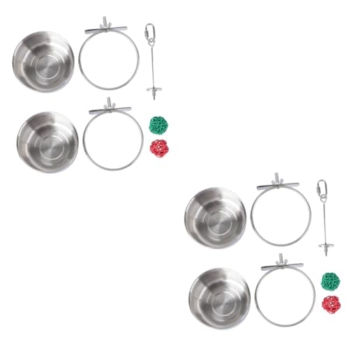 Supvox 2 Sets 5 Teiliges Set Vogelkäfig Utensilien Haustier Futterspender Vogel Papageienständer Käfiggerät Rattan Ball Spielzeug Wasserkäfig Schüsseln Papageienspielzeug von Supvox