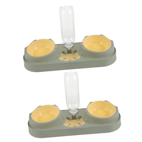 Supvox 2St Haustier Doppelnapf Futternapf Automatischer Katzenbrunnen Hundenapf pet Feeder pet Supplies pet Bowl katzenfutter Futternapf für Haustiere verschleißfester Futterautomat Green von Supvox