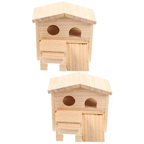 Supvox 2St Mein Nachbar Versteck nagerhaus kleintierhaus Hamsterhaus mehrschichtiger Rattenraum Spielzeug Spielset aus Holz kleine Haustierhütte Rattenhaus Rattennest Zubehör Käfig von Supvox