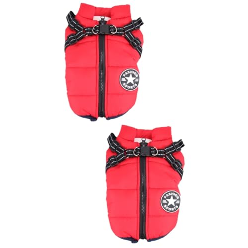 Supvox 2St Winterkleidung für Haustiere Hund Tuch winddichter, wendbarer Hundewesten-Wintermantel Fleece-Hoodie hundejacke Hunde Jacke Haustierkleidung Winterweste für Haustiere rot von Supvox