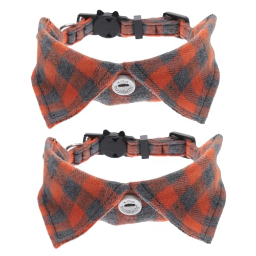 Supvox 2pcs Niedliche Katzenkragen Mit Glocken Verstellbarem Kätzchen Halskragen Katzenhundkragen Plaidkragen von Supvox