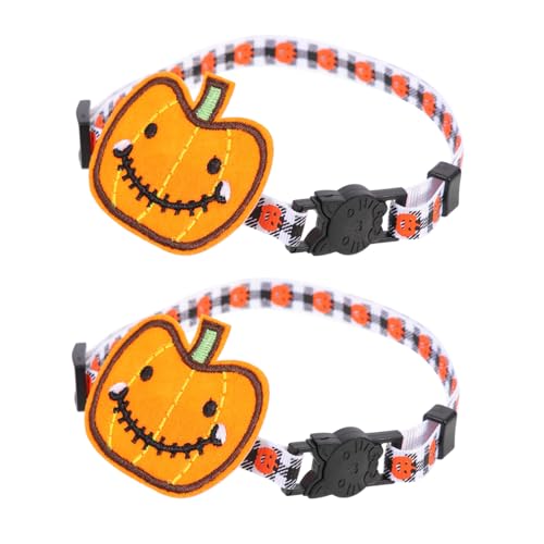 Supvox 2st Halloween-katzenhalsband Kürbis Hundehalsband Haustierhalsband-Ornament Verstellbares Hundehalsband Hundehalsbänder Welpenhalsband Festival-hundehalsband Polyester Orange von Supvox