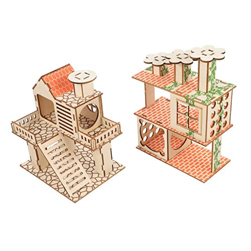 Supvox Multifunktionales Hamsterhaus-Set Haustier-spielhaus Verstecke Hölzernes Hamsternest Für Bewegung Robuste Mode von Supvox